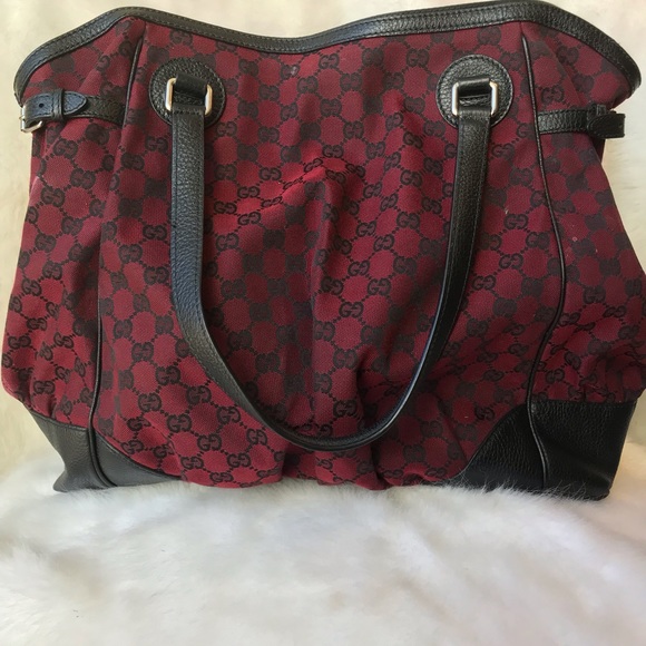GUCCI CANVAS LARGE FULL MOON TOTE RED/BLACK - Picture 8 of 8